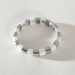 Silver Enamel Stacking Bracelet Collection