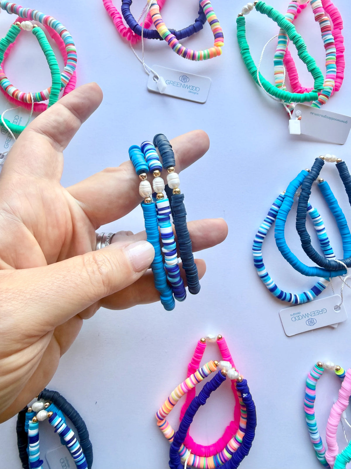 Eva Pearl Pop Heishi Bracelet Bundle