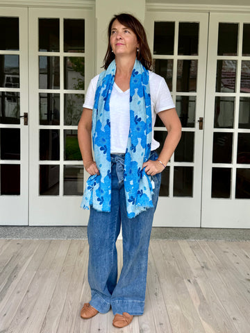 Tracey Floral Lightweight Scarf in blue