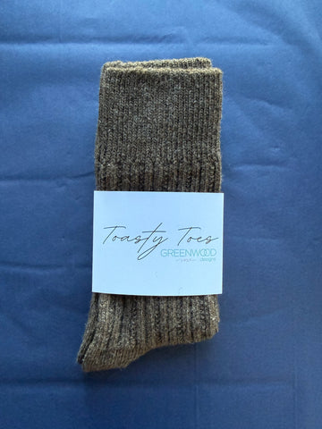 PRESALE ARRIVING 25 JUNE 
Chocolate Toasty Toes Woollen Ribbed Crew Socks