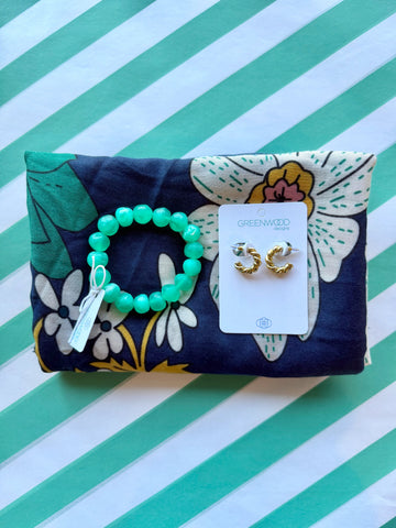 $70 Navy Bella Scarf & Jewelry Bundle