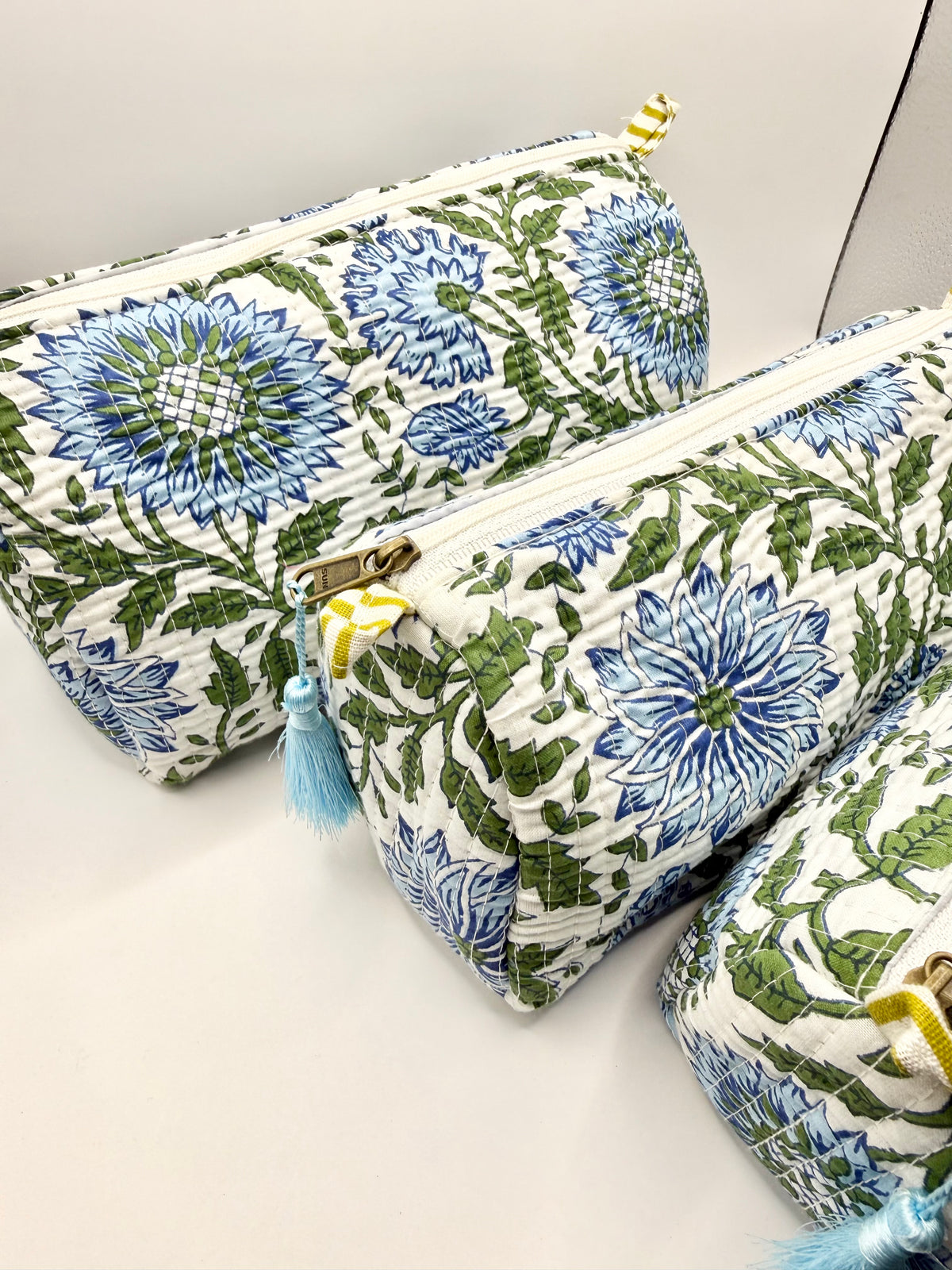 Blue Bloom Toiletry Bags – Cotton Travel Organiser