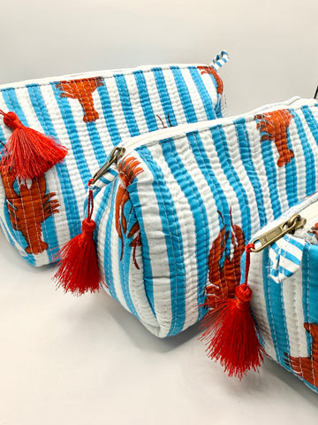 Lobster Stripe Toiletry Bags – Cotton Travel Organiser