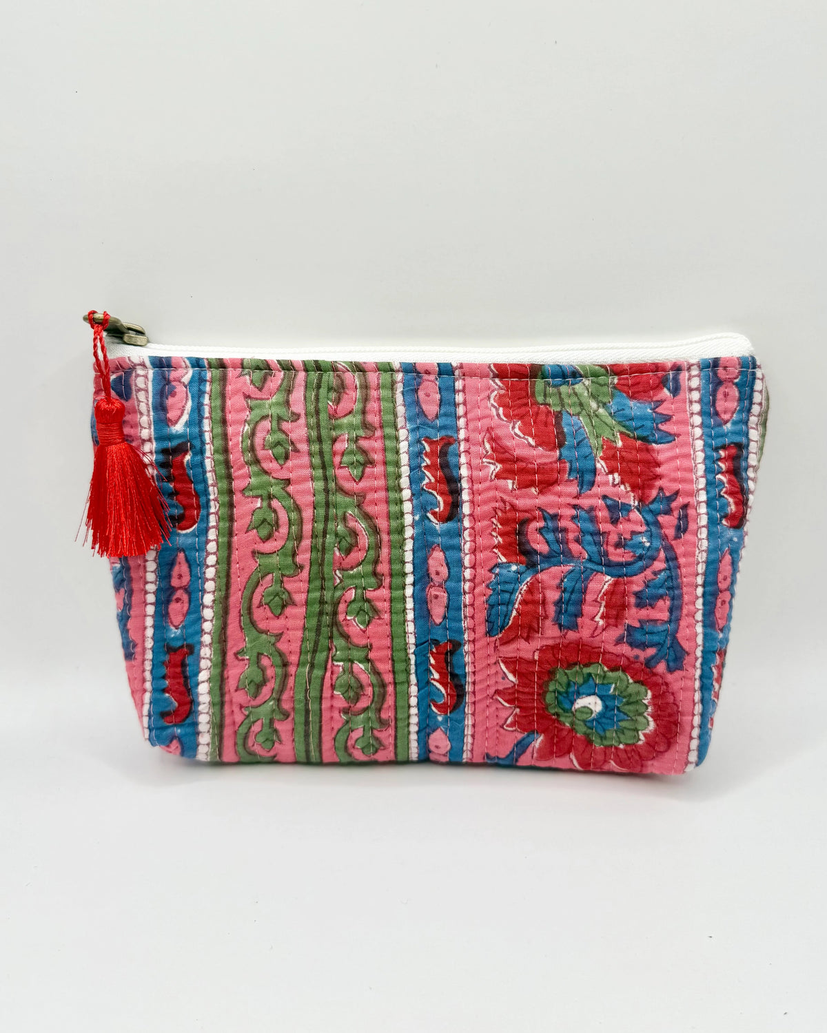 Red/Pink Pouch – Cotton Travel & Makeup Bag