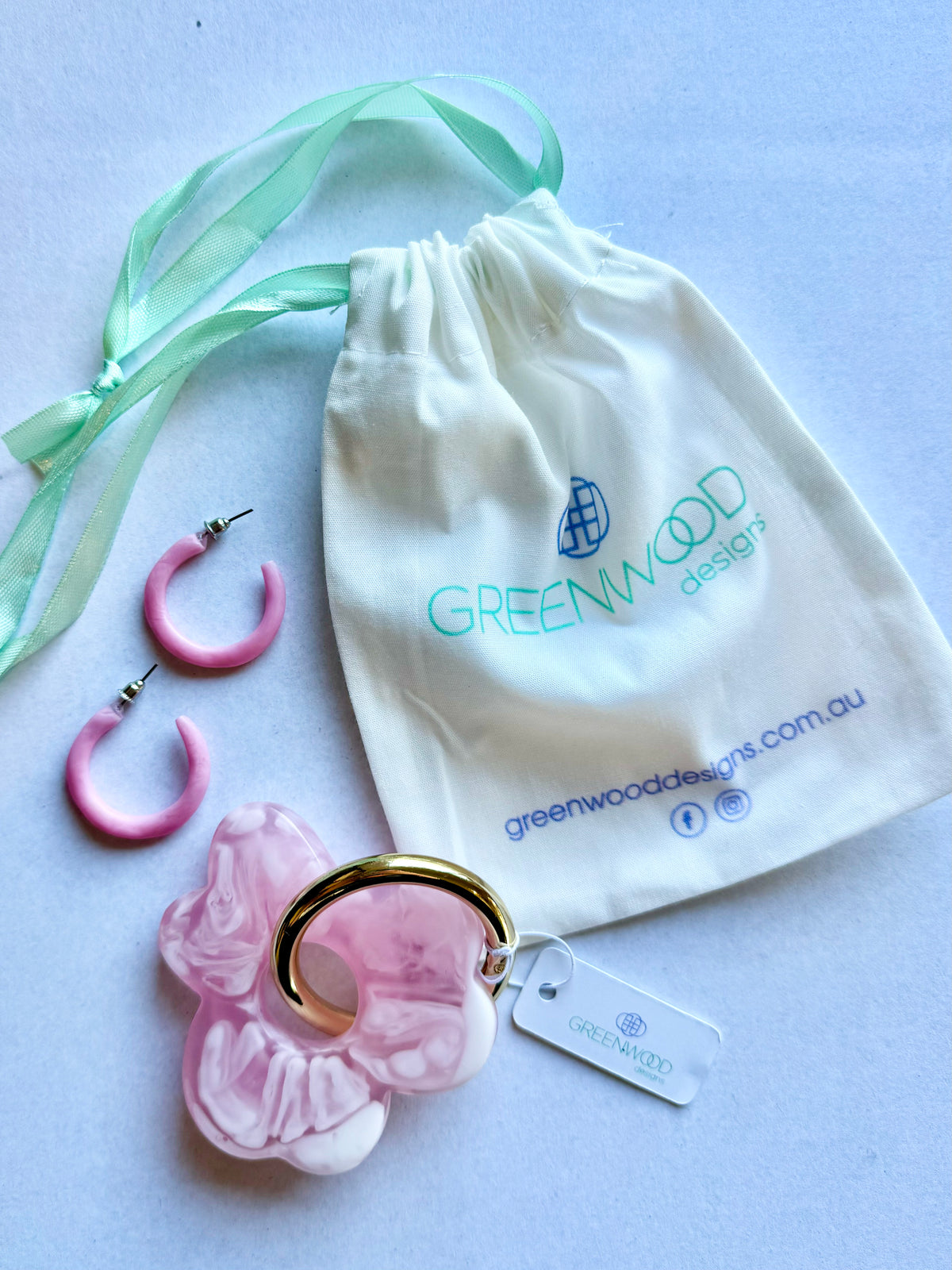 Baby Pink FLORAL Keyring/Hoop Bundle