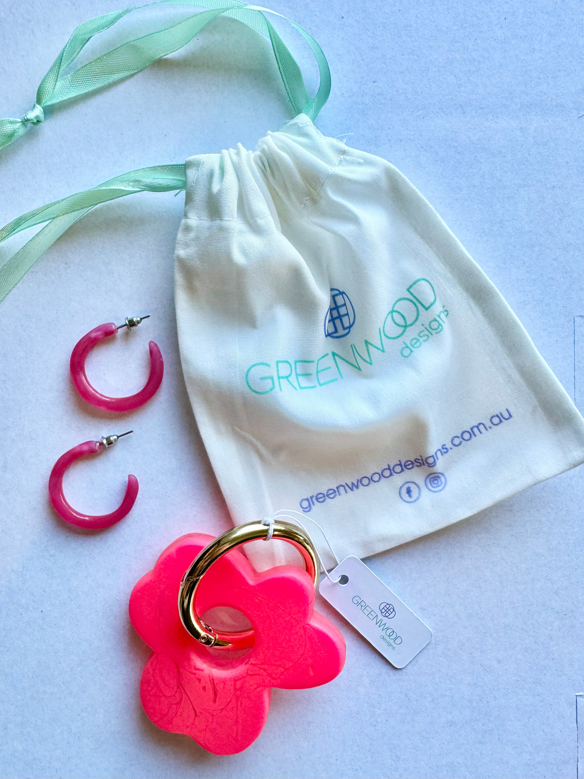 Hot Pink FLORAL Keyring/Hoop Bundle