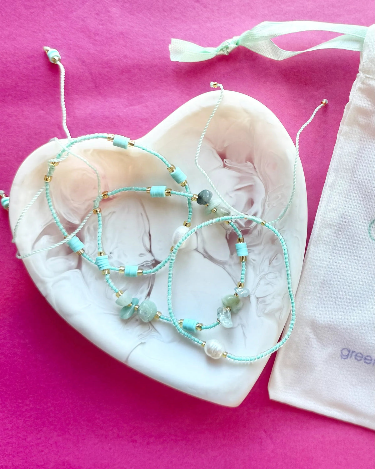 $25 Fine Crystal/Pearl Pale Mint Bracelet Bundle