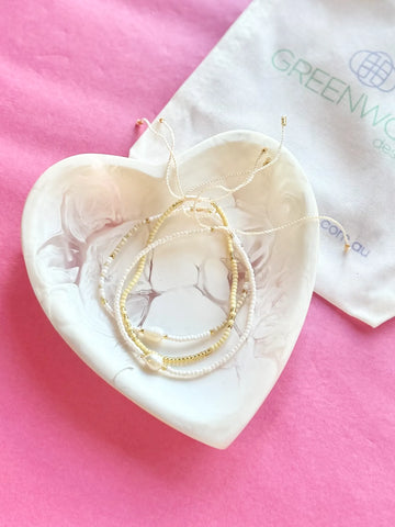 $25 Fine Pearl Gold Beaded Bracelet Bundle in Cream