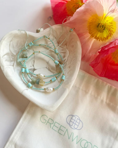 $25 Fine Crystal/Pearl Pale Mint Bracelet Bundle