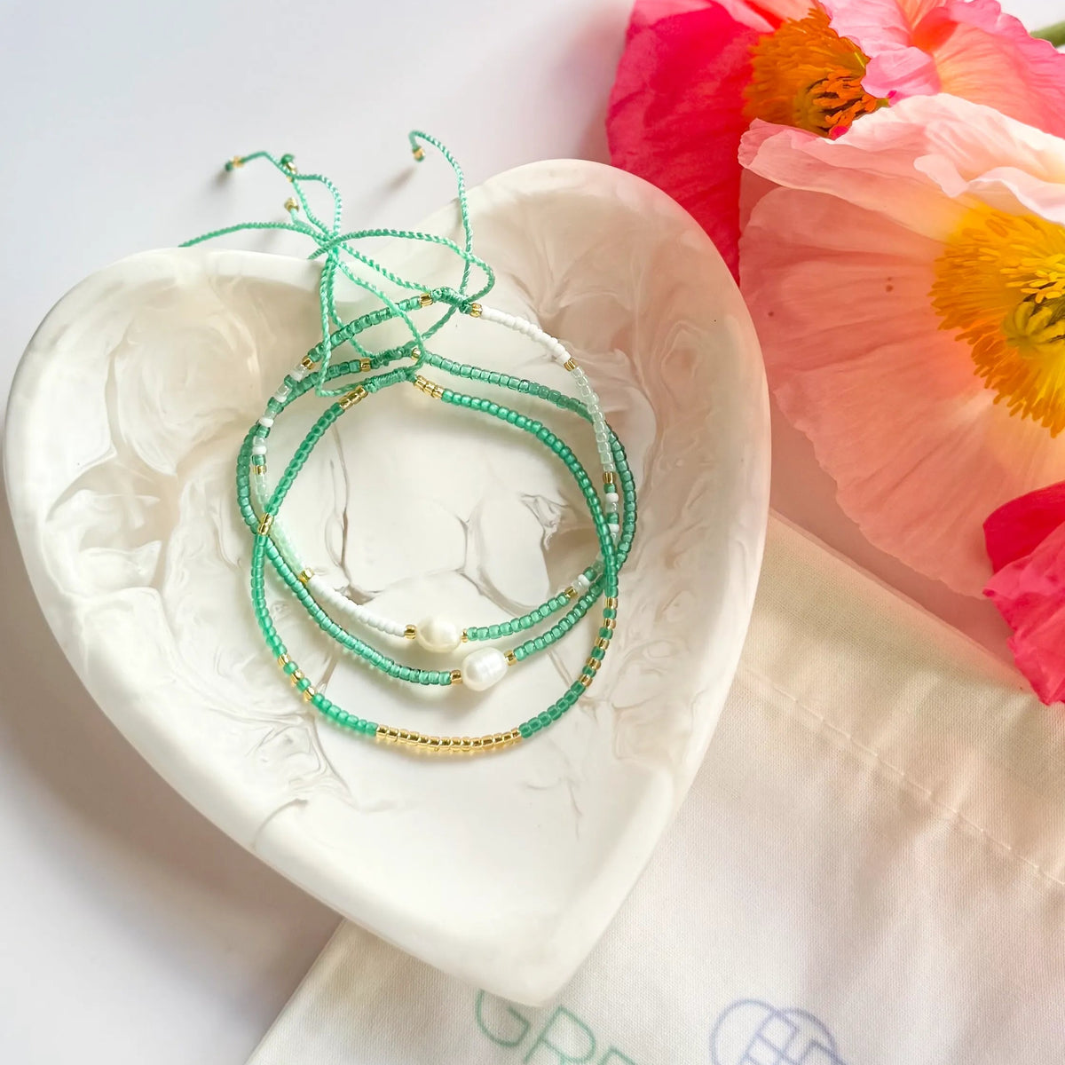 $25 Fine Pearl Gold Beaded Bracelet Bundle in Aqua