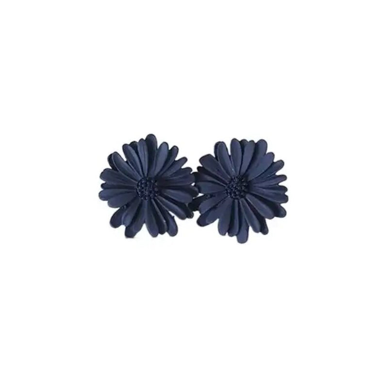 Small Flower Earrings Navy