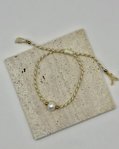 Freshwater Pearl Cord Bracelet colour variation, adjustable to fit most wrists