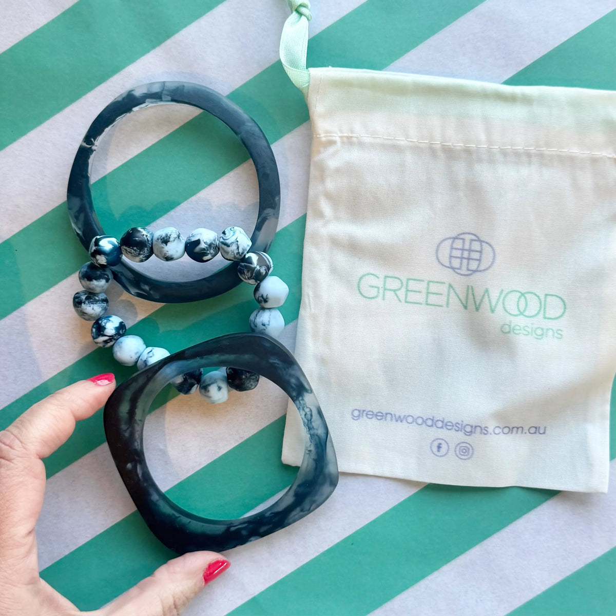 $25 Navy Resin Bangle Bundle