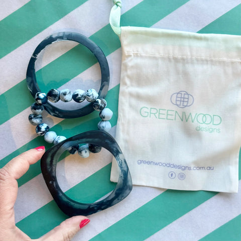 $25 Navy Resin Bangle Bundle