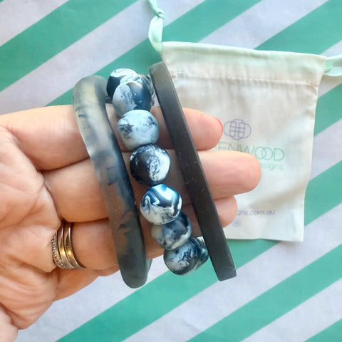 $25 Navy Resin Bangle Bundle