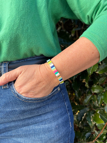 Gold Enamel Stacking Bracelet Collection