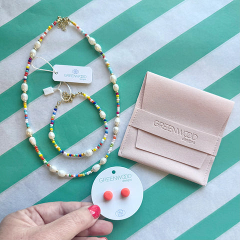 $50 Elizabeth Pearl Necklace & Bracelet & Earring Bundle