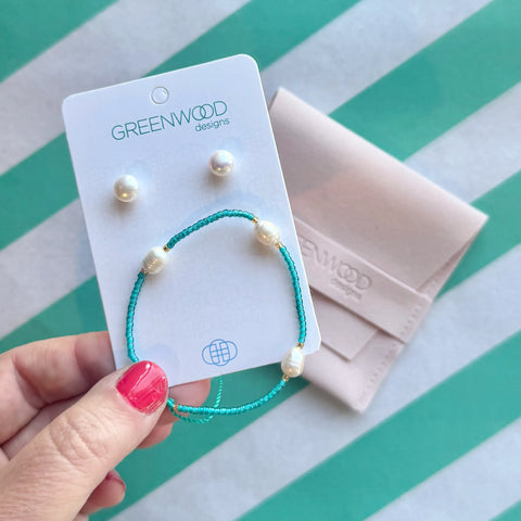 $29 Freshwater Pearl Bundle in Teal