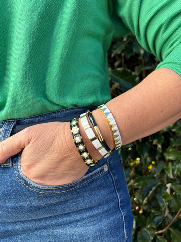 Gold Enamel Stacking Bracelet Collection