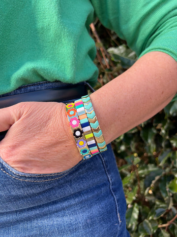 Gold Enamel Stacking Bracelet Collection