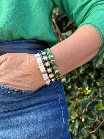 Gold Enamel Stacking Bracelet Collection
