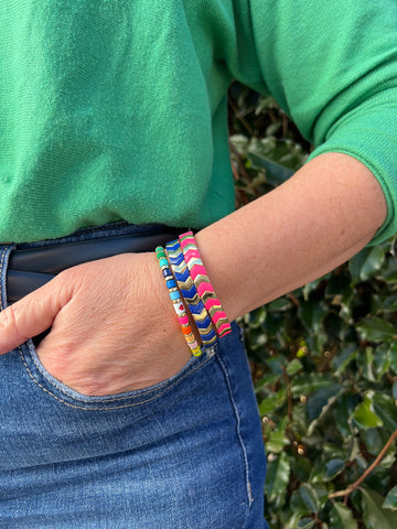 Gold Enamel Stacking Bracelet Collection