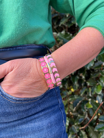 Gold Enamel Stacking Bracelet Collection