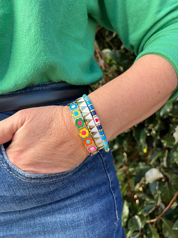 Gold Enamel Stacking Bracelet Collection