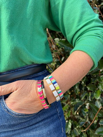 Gold Enamel Stacking Bracelet Collection
