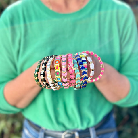 Gold Enamel Stacking Bracelet Collection