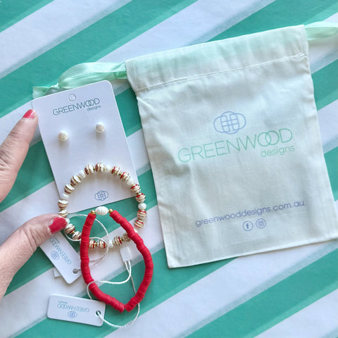 $50 Enamel & Pearl Bundle in Red