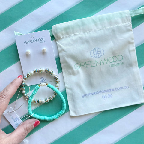 $50 Enamel & Pearl Bundle in Aqua