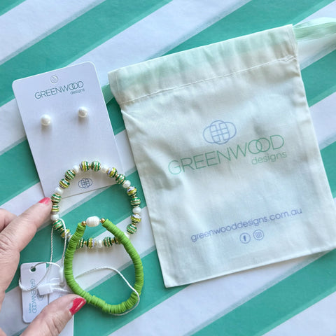 $50 Enamel & Pearl Bundle in Green