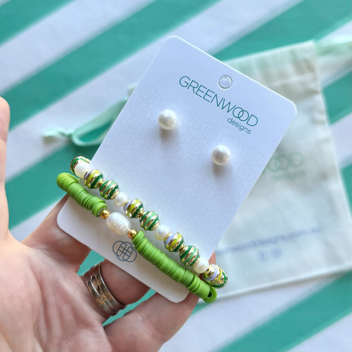 $50 Enamel & Pearl Bundle in Green