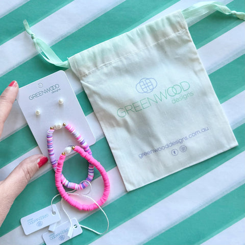 $25 Mini Pearl & Heishi Bundle in Hot Pink/Purple