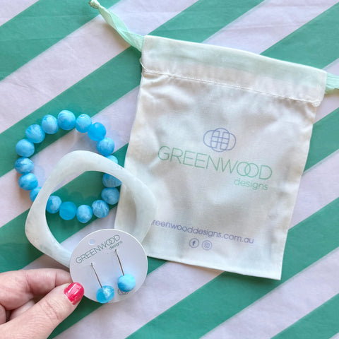 $25 Bright Blue Marbled Jewellery Bundle