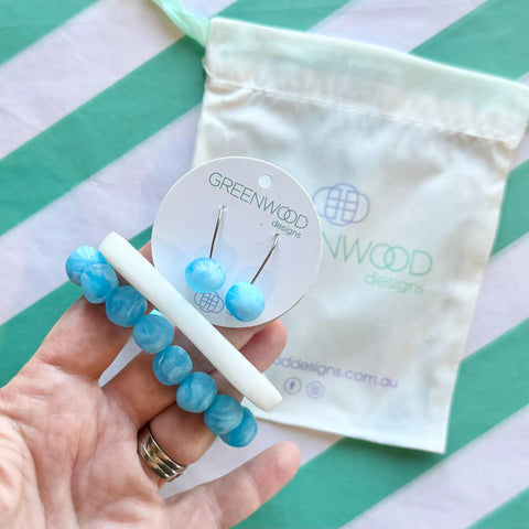 $25 Bright Blue Marbled Jewellery Bundle