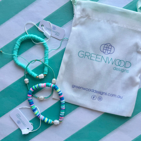 $25 Aqua Heishi and Pearl Bundle