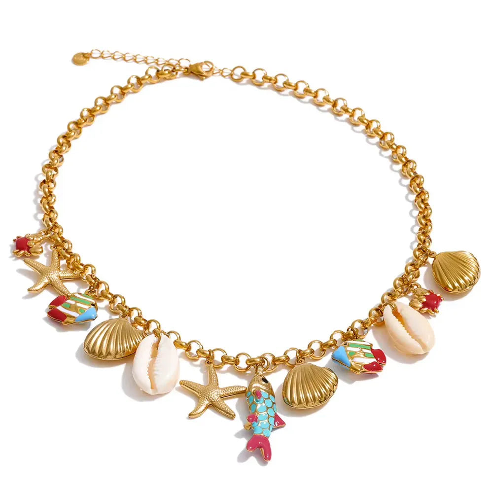 Rockpool Charm Gold Necklace