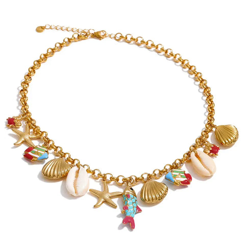 Rockpool Charm Gold Necklace