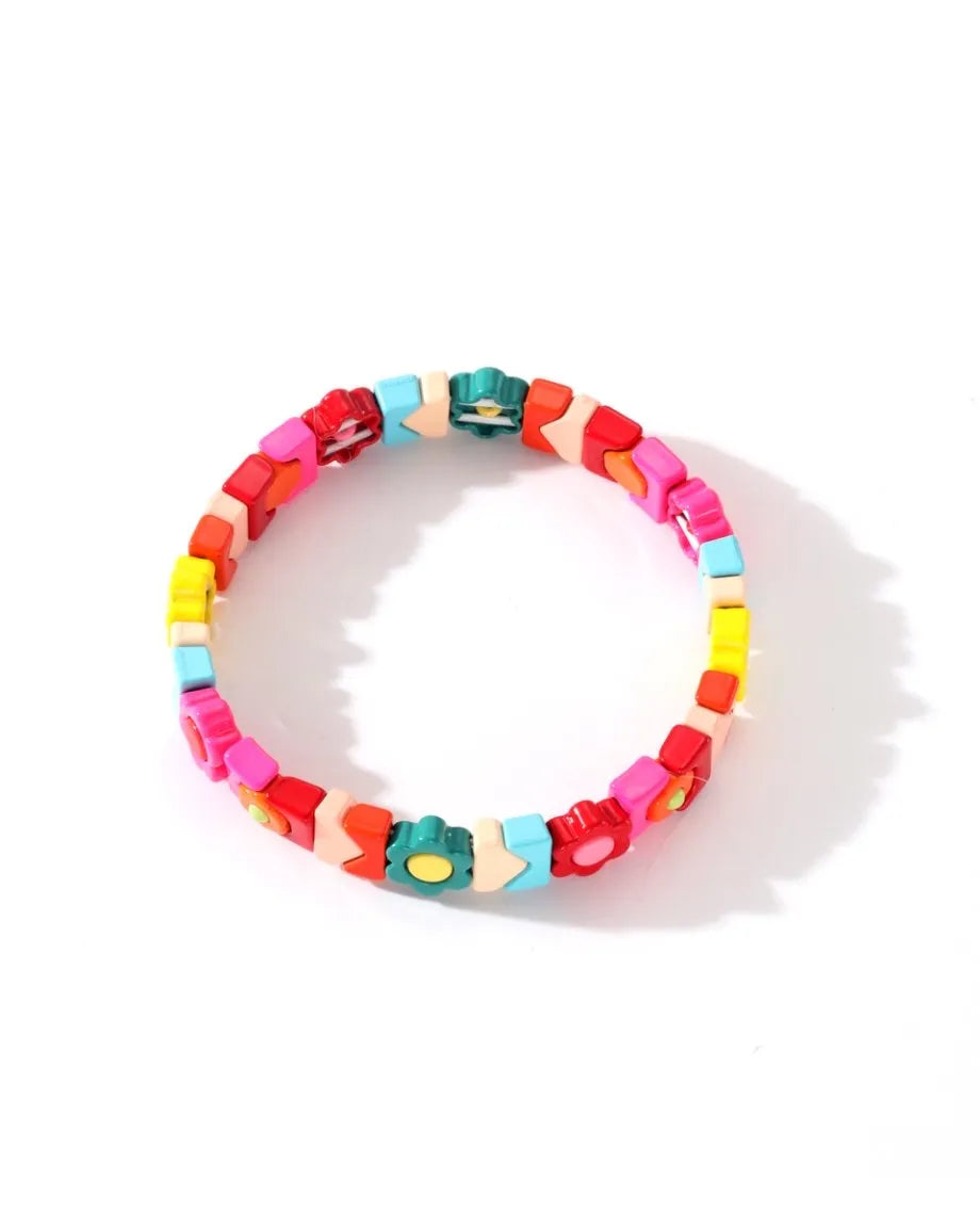 Colorful beaded bracelet on a white background