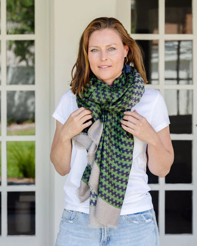 green scarf, autumn scarf, winter scarf, knit design scarf, classic scarf