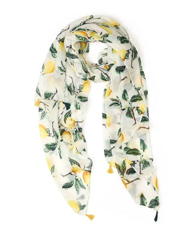 Scarf with lemon pattern on a white background