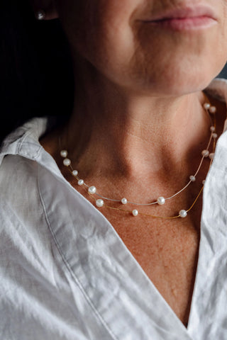 freshwater pearl necklace, understated necklace, classic necklace, elegant necklace, pearl and silver, pearl and gold