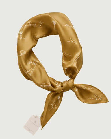 Rural Outback Silk Neck Scarf in Gold