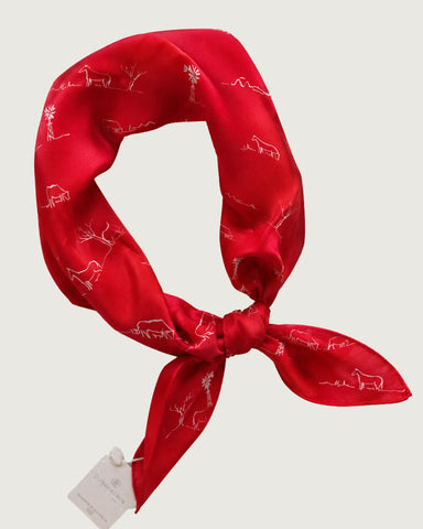 Rural Outback Silk Neck Scarf in Red