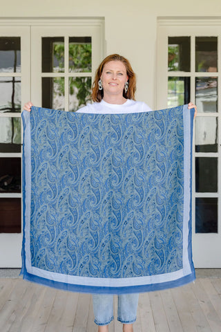 paisley scarf, blue scarf, bold scarf, autumn scarf, winter scarf