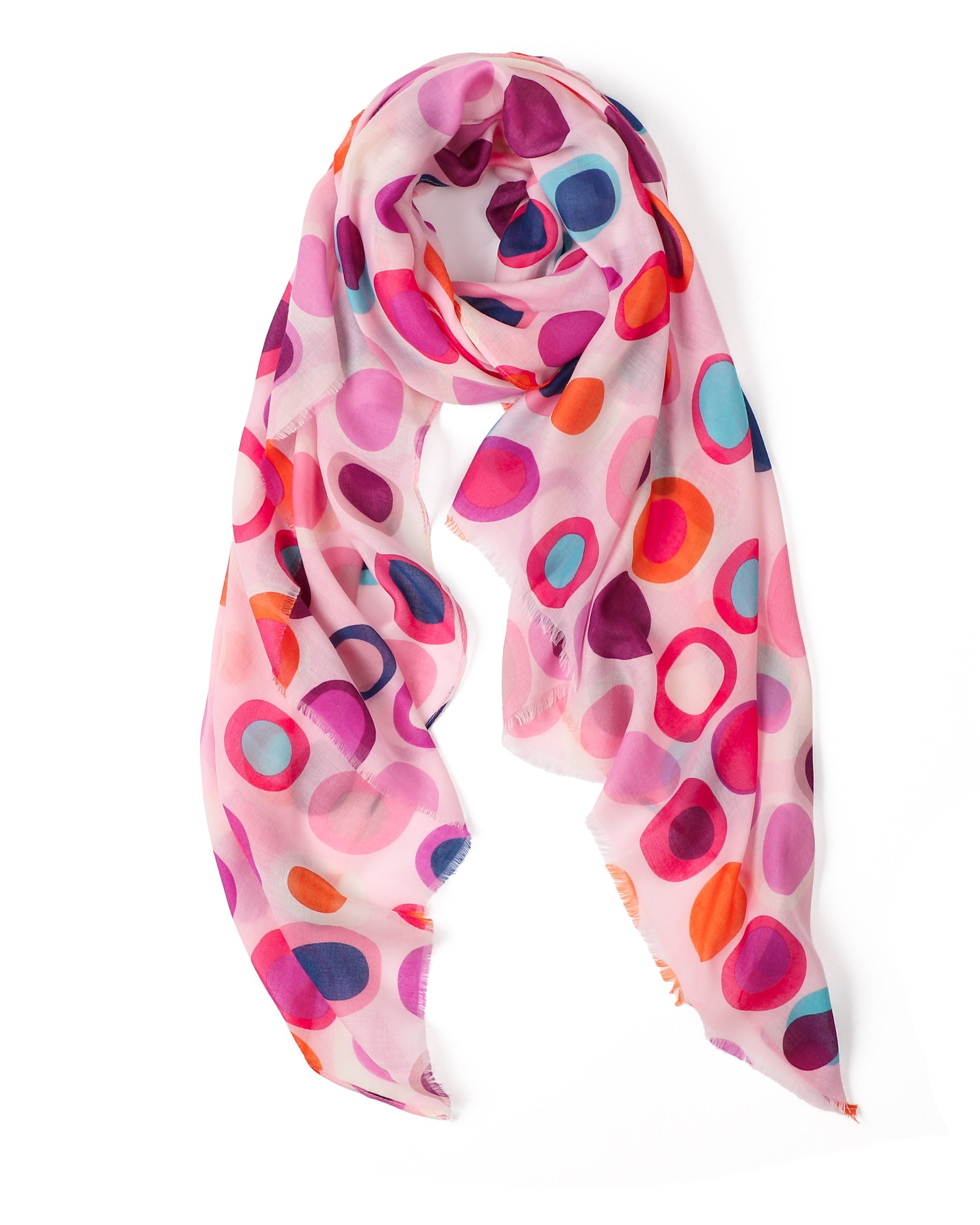 lightweight scarf, spotted scarf, fun scarf, shades of pink scarf