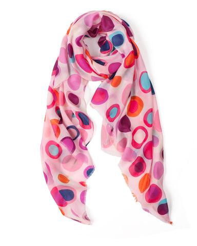 lightweight scarf, spotted scarf, fun scarf, shades of pink scarf