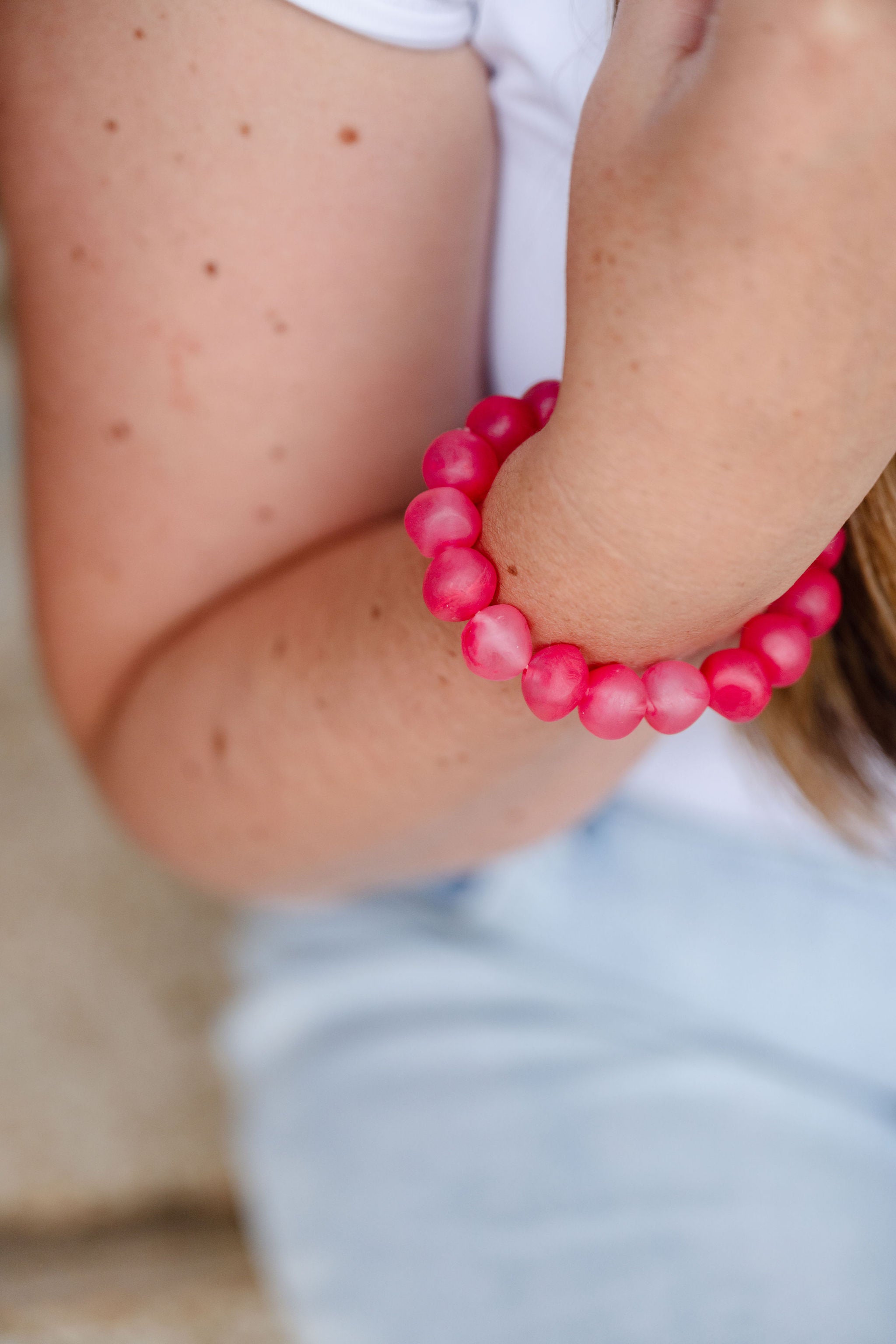 rock bracelet, simple bracelet, everyday bracelet, pink marble bracelet, fun bracelet, stretchy bracelet, elastic bracelet